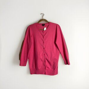 Talbots Size M  Pink 100% Pima Cotton Cardigan Sweater Women Top Blouse Stylish